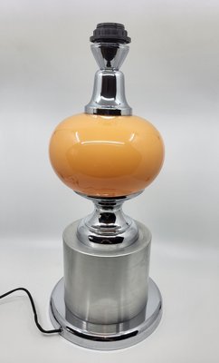 French Globe Table Lamp in Orange Opaline and Chrome Base, 1970s-QCI-2027781