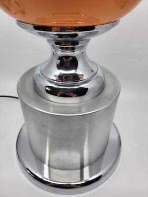 French Globe Table Lamp in Orange Opaline and Chrome Base, 1970s-QCI-2027781