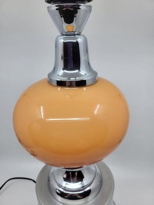 French Globe Table Lamp in Orange Opaline and Chrome Base, 1970s-QCI-2027781