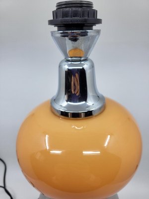 French Globe Table Lamp in Orange Opaline and Chrome Base, 1970s-QCI-2027781