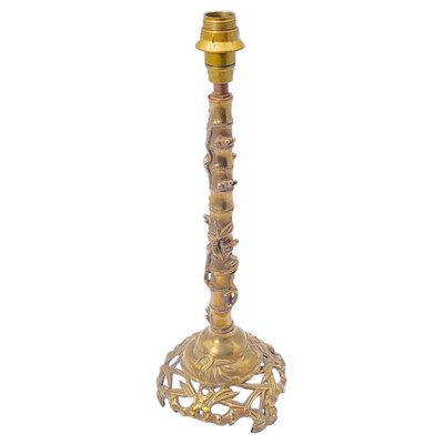 French Gold-Coloured Lamp in Brass and Faux Bamboo, 1940-UR-1326512