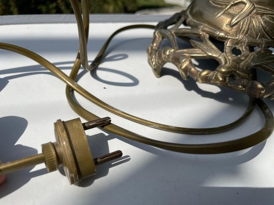 French Gold-Coloured Lamp in Brass and Faux Bamboo, 1940-UR-1326512