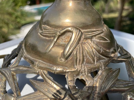 French Gold-Coloured Lamp in Brass and Faux Bamboo, 1940-UR-1326512