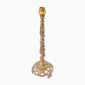 French Gold-Coloured Lamp in Brass and Faux Bamboo, 1940-UR-1326512