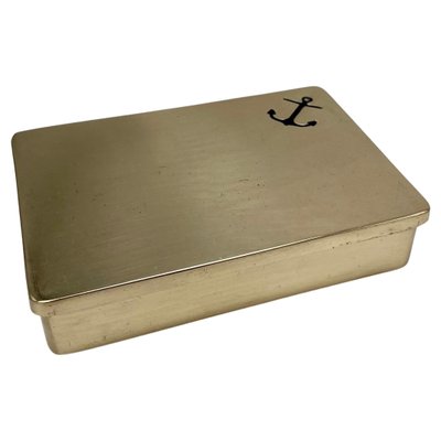 French Golden Box in Brass with Anchor Pattern, 1970-UR-1290023