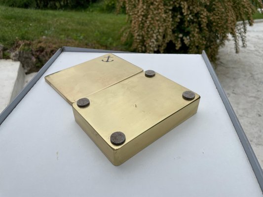 French Golden Box in Brass with Anchor Pattern, 1970-UR-1290023