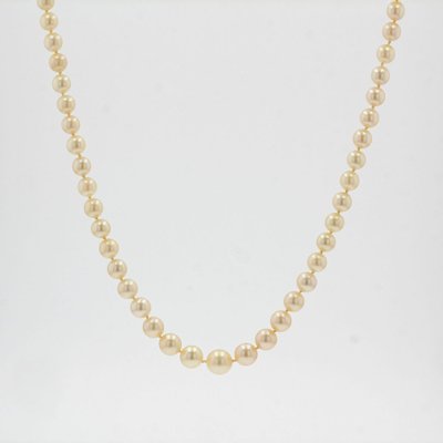 French Golden Falling Cultured Pearl Necklace, 1950s-OLU-981472