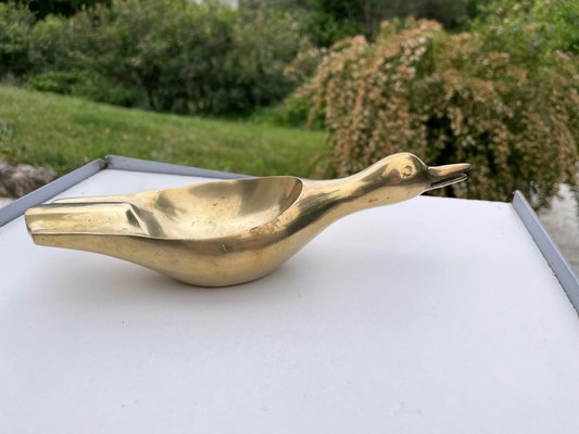 French Golden Sculptural Ashtray in Solid Brass, 1970-UR-1290021