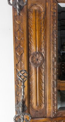 French Gothic Coat Rack in Chestnut with Mirror, 1890s-RIU-1769214