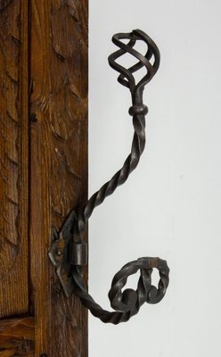 French Gothic Coat Rack in Chestnut with Mirror, 1890s-RIU-1769214