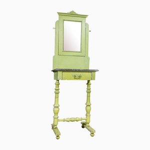 French Green Brocante Mirror Table with Marble Sheet-IA-1412554