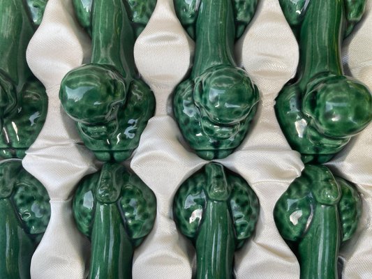 French Green Ceramic Knife Rests in Box, 1960, Set of 12-UR-1326506