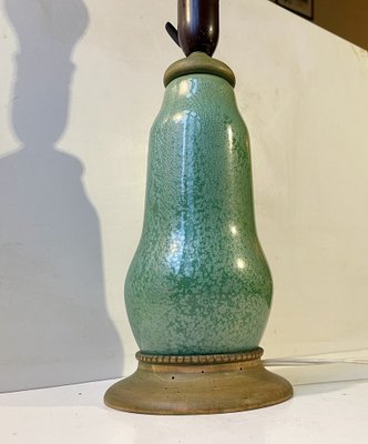 French Green Enamel Gourd Table Lamp in the style of Alexandre Marty, 1920s-LCR-1799355