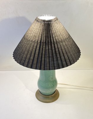 French Green Enamel Gourd Table Lamp in the style of Alexandre Marty, 1920s-LCR-1799355