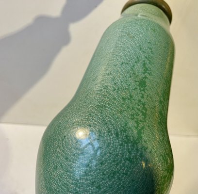 French Green Enamel Gourd Table Lamp in the style of Alexandre Marty, 1920s-LCR-1799355