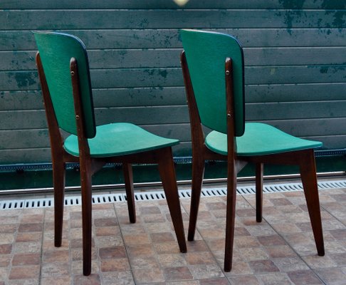 French Green Leather Chairs, Set of 2-ROJ-950018