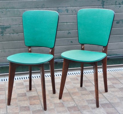 French Green Leather Chairs, Set of 2-ROJ-950018