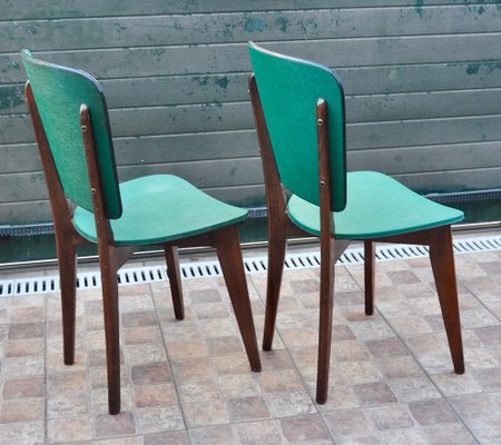 French Green Leather Chairs, Set of 2-ROJ-950018