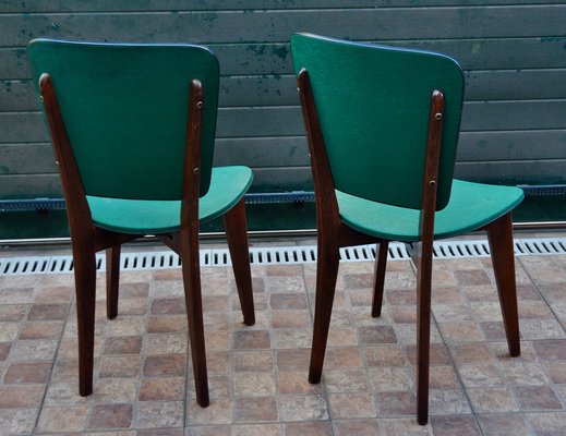 French Green Leather Chairs, Set of 2-ROJ-950018