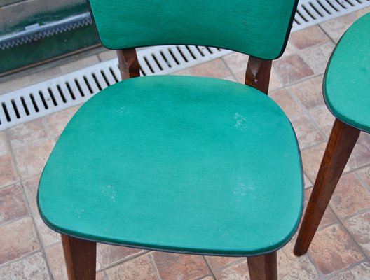 French Green Leather Chairs, Set of 2-ROJ-950018