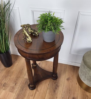 French Gueridon Side Round Table in Mahogany with Tripod Columns Brass Decors, 1890s-EUP-1746663