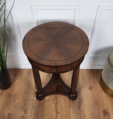 French Gueridon Side Round Table in Mahogany with Tripod Columns Brass Decors, 1890s-EUP-1746663