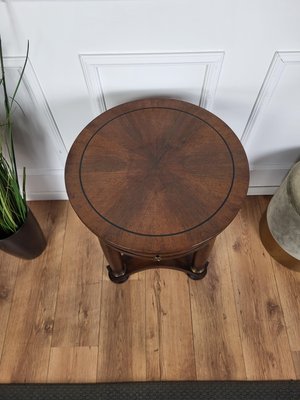 French Gueridon Side Round Table in Mahogany with Tripod Columns Brass Decors, 1890s-EUP-1746663