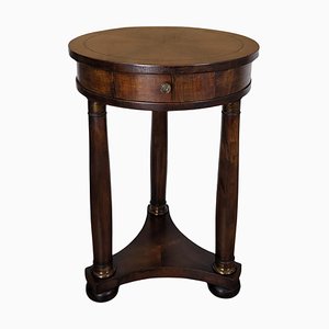 French Gueridon Side Round Table in Mahogany with Tripod Columns Brass Decors, 1890s-EUP-1746663