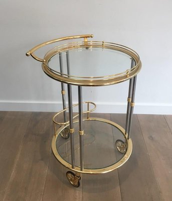 French Gunmetal and Gilt Drinks Trolley, 1970s-BA-658472