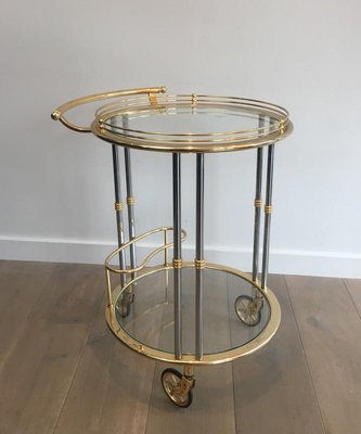 French Gunmetal and Gilt Drinks Trolley, 1970s-BA-658472