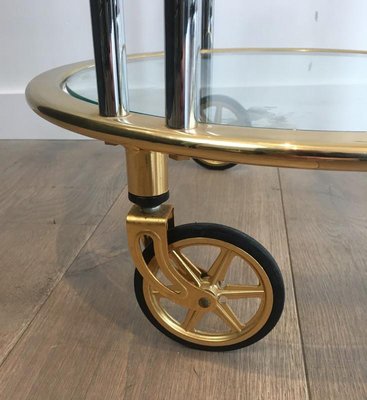 French Gunmetal and Gilt Drinks Trolley, 1970s-BA-658472