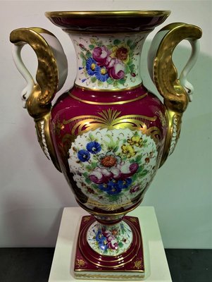 French Hand-Painted Amphora-Shaped Vase, 1950s-IKW-805732