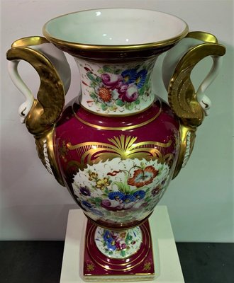 French Hand-Painted Amphora-Shaped Vase, 1950s-IKW-805732