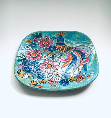 French Hand-Painted Art Pottery Charger Dish by Marjatta Taburet Quimper, 1960s-RQV-906028