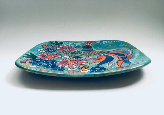 French Hand-Painted Art Pottery Charger Dish by Marjatta Taburet Quimper, 1960s-RQV-906028