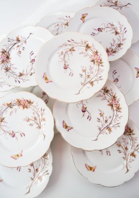 French Hand-Painted Dessert Plates, Set of 12-JWI-1794557