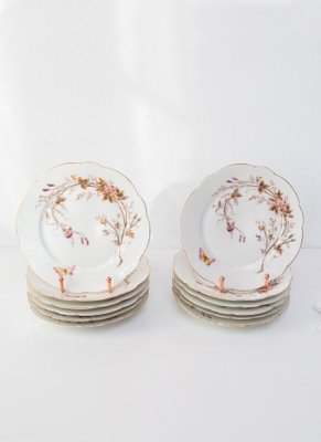 French Hand-Painted Dessert Plates, Set of 12-JWI-1794557