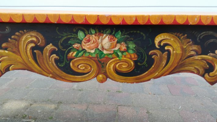 French Hand Painted Wooden Bench by R. Jaeg, 1961-AWL-1430711