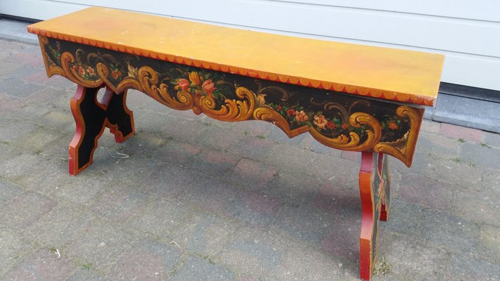 French Hand Painted Wooden Bench by R. Jaeg, 1961-AWL-1430711