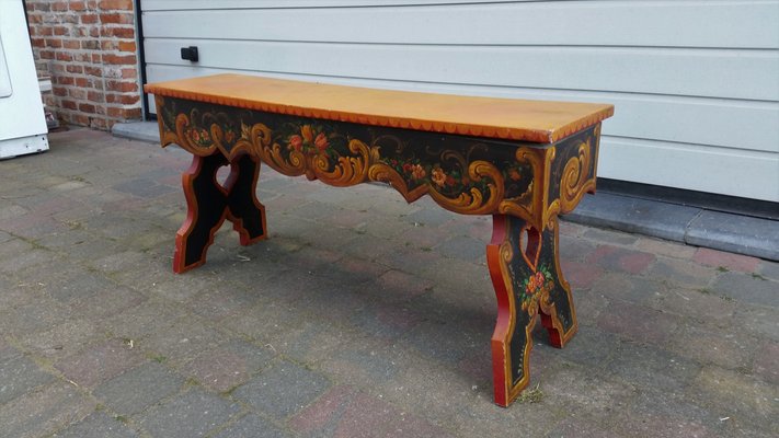 French Hand Painted Wooden Bench by R. Jaeg, 1961-AWL-1430711