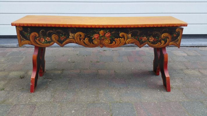 French Hand Painted Wooden Bench by R. Jaeg, 1961-AWL-1430711