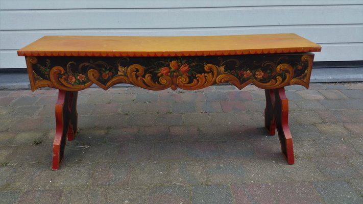 French Hand Painted Wooden Bench by R. Jaeg, 1961-AWL-1430711