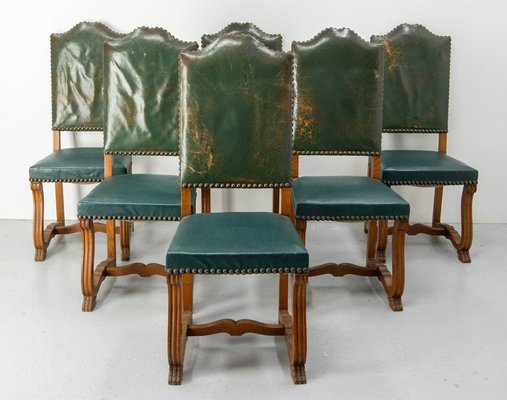 French High Back Dining Chairs, 1920s, Set of 6-RIU-589450