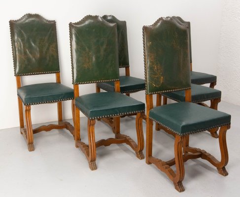 French High Back Dining Chairs, 1920s, Set of 6-RIU-589450