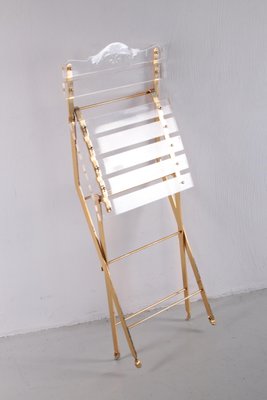 French Hollywood Regency Acrylic Glass and Gold-Plated Brass Dining Chair, 1970s-EZZ-1078576