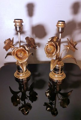 French Hollywood Regency Style Gilt Brass Lamps by Maison Jansen, Set of 2-QRS-1107627