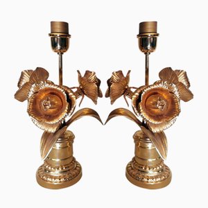 French Hollywood Regency Style Gilt Brass Lamps by Maison Jansen, Set of 2-QRS-1107627