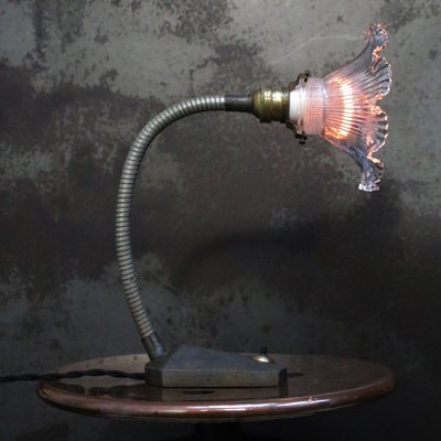 French Holophane Glass Cast Iron Table Desk Lamp-BLS-2016420