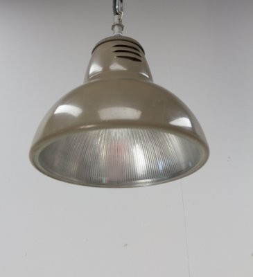 French Holophane Style Tole and Glass Pendant Lamp, 1960s-RIU-1328427