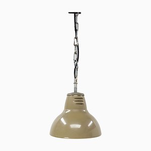 French Holophane Style Tole and Glass Pendant Lamp, 1960s-RIU-1328427